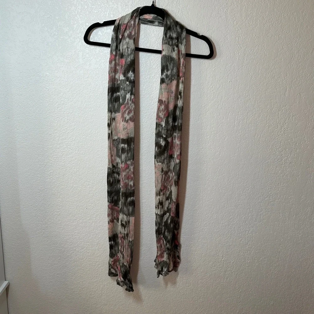 Floral Print Scarf Gray Pink Lightweight‎ Fashion Accessory Shawl Wrap